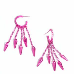 Pink metal dangle earrings